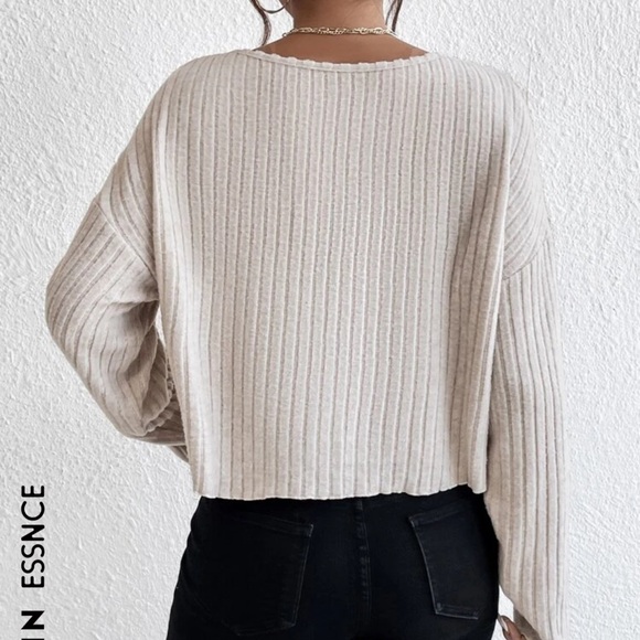 Shein Beige Drop Shoulder Top - Picture 2 of 3